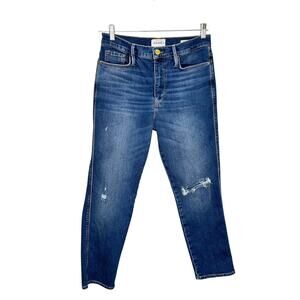 Frame Le Sylvie Crop High-Rise Straight Fit  Denim Jeans Size 28